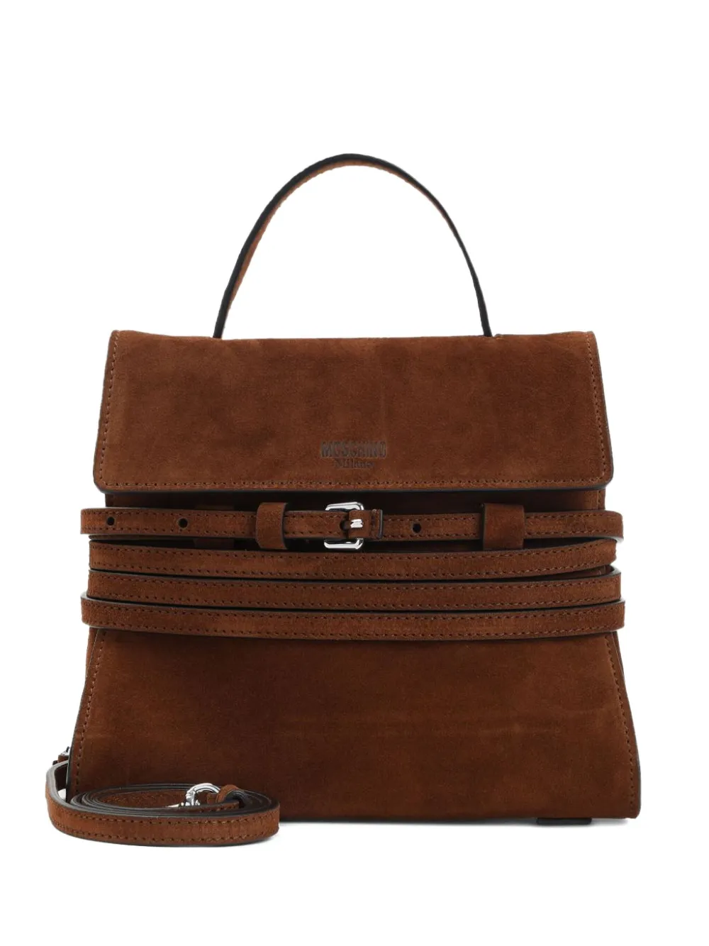 Замшевая сумка-тоут с пряжкой Moschino, коричневый
Замшевая сумка-тоут с пряжкой Moschino, коричневый