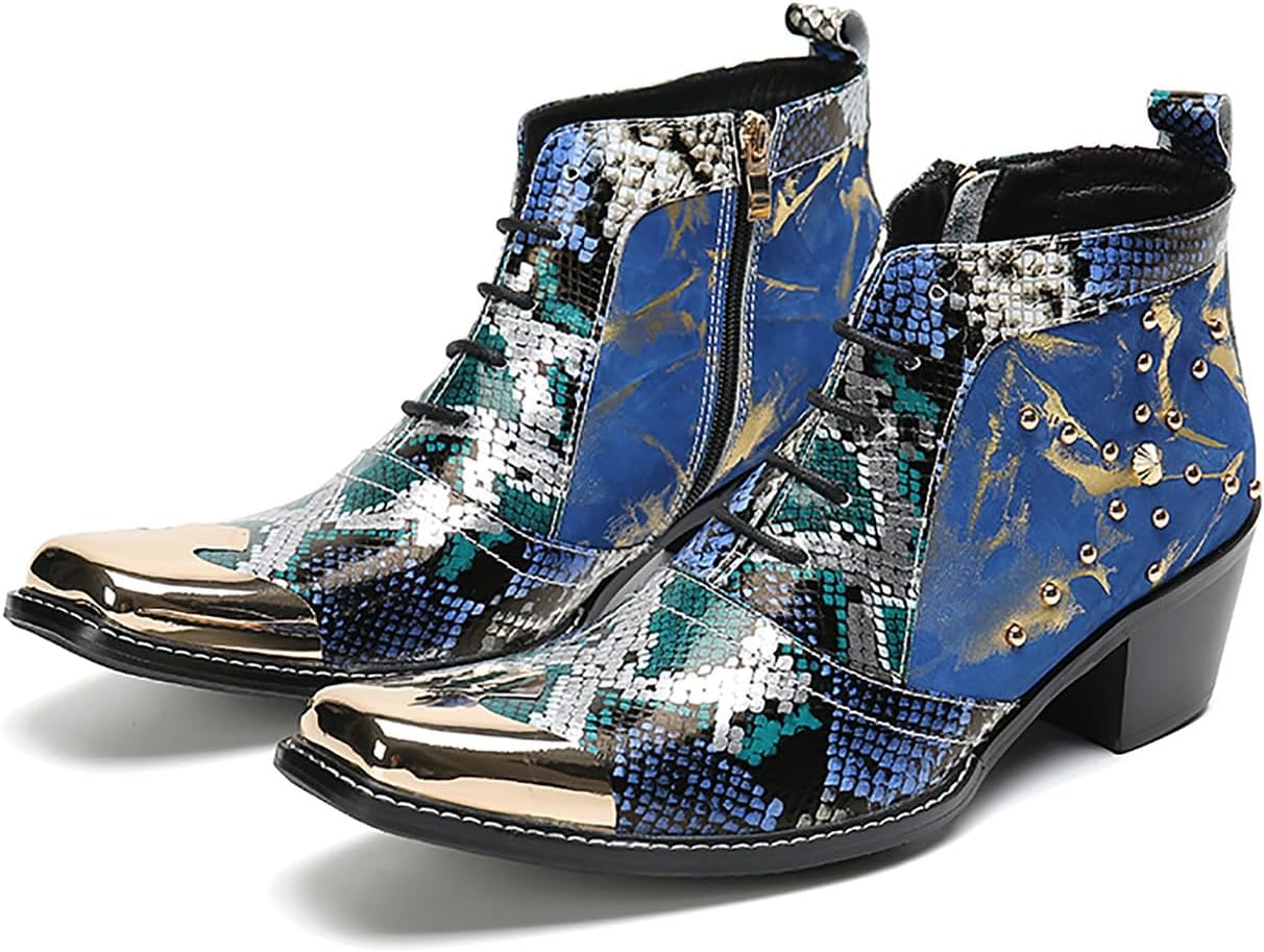 Мужские кожаные ботинки Santimon на шнуровке с золотым квадратным носком и синим замшевым декором с заклепками - модные ковбойские ботинки вестерн для вечеринок, сценических выступлений и косплея
Мужские кожаные ботинки Santimon на шнуровке с золотым квадратным носком и синим замшевым декором с заклепками - модные ковбойские ботинки вестерн для вечеринок, сценических выступлений и косплея