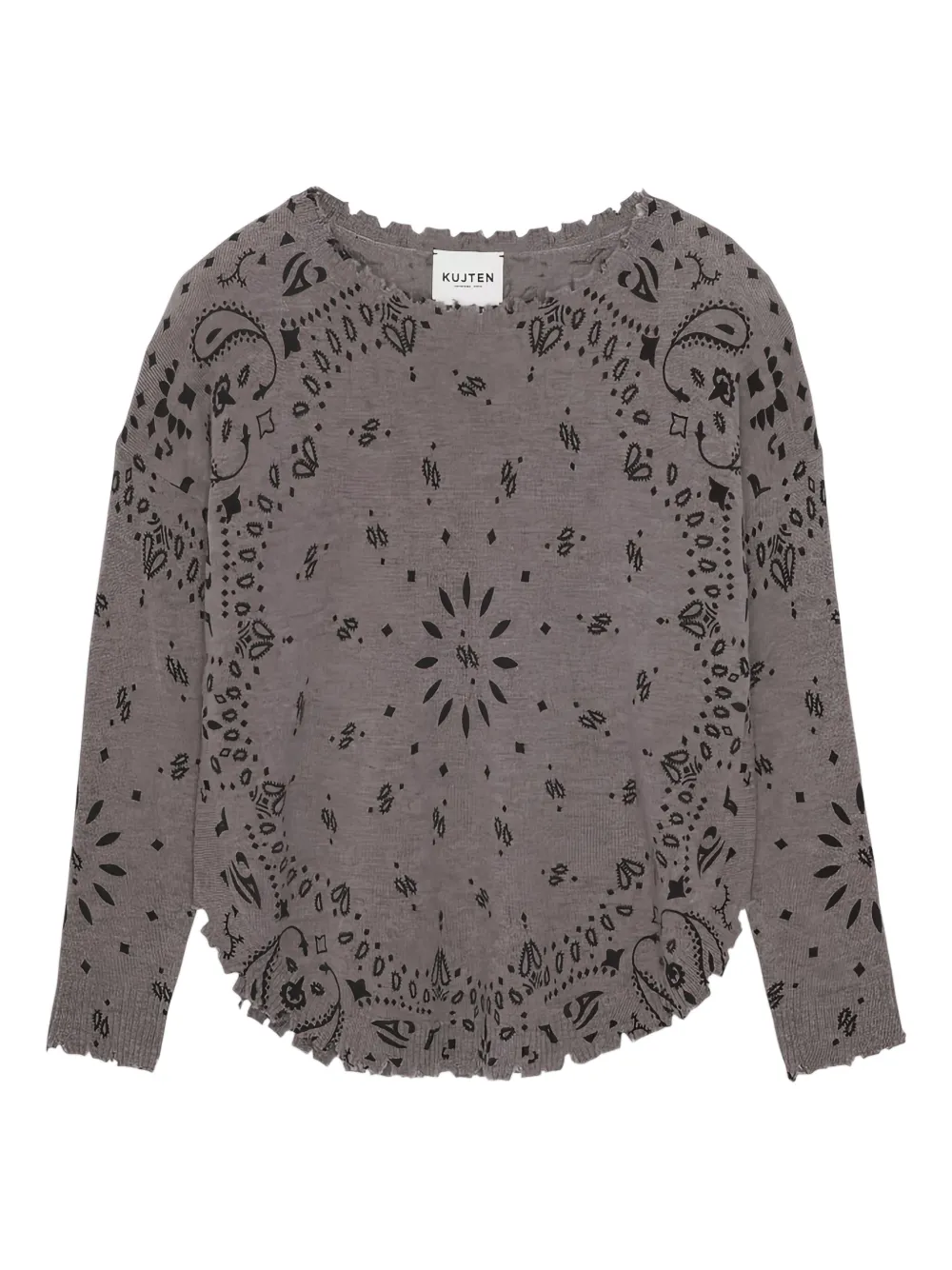 Топ с принтом банданы и необработанным краем kujten, серый
Топ с принтом банданы и необработанным краем kujten, серый