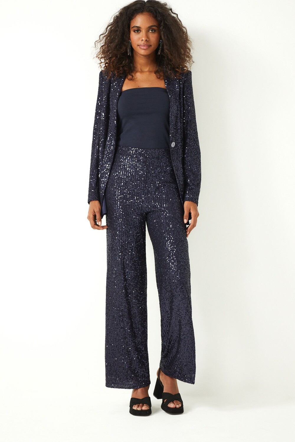 Широкие брюки с пайетками Next, синий
Широкие брюки с пайетками Next, синий