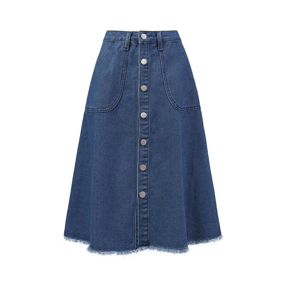 Женская джинсовая юбка с необработанным краем на пуговицах, джинсовые юбки миди трапециевидной формы ALLEGRA K, цвет Deep Blue
Женская джинсовая юбка с необработанным краем на пуговицах, джинсовые юбки миди трапециевидной формы ALLEGRA K, цвет Deep Blue