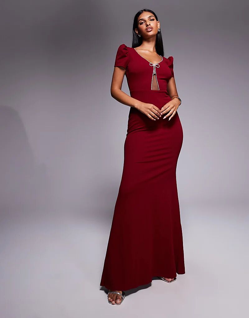 Платье Goddiva Diamante макси из крепа с бантом, украшенным стразами, винного цвета, ткань в стиле «скуба»
Платье Goddiva Diamante макси из крепа с бантом, украшенным стразами, винного цвета, ткань в стиле «скуба»