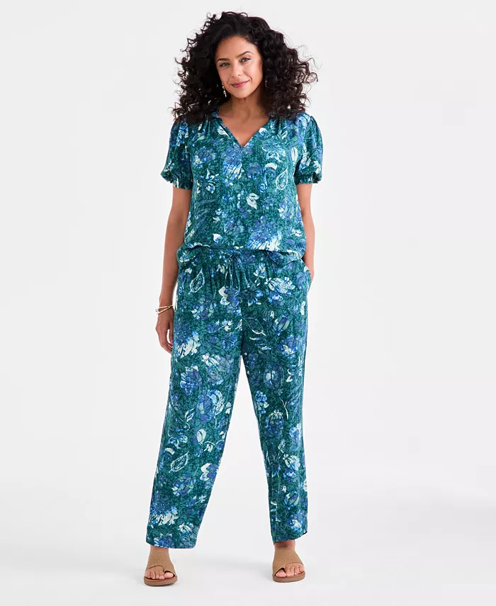 Женские брюки с принтом и завязками на талии Style & Co, зеленый
Женские брюки с принтом и завязками на талии Style & Co, зеленый