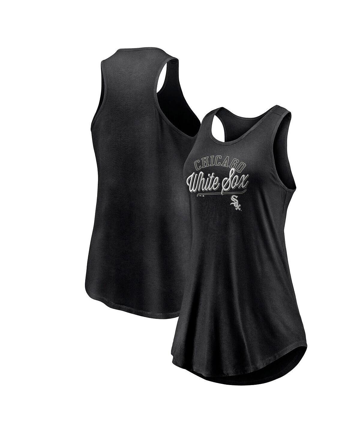 Женская фирменная черная майка Chicago White Sox Simplicity Swing Racerback с круглым вырезом на бретелях Fanatics, черный 
Женская фирменная черная майка Chicago White Sox Simplicity Swing Racerback с круглым вырезом на бретелях Fanatics, черный