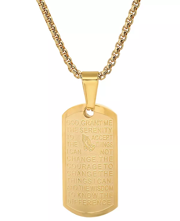 Мужское ожерелье с кулоном «Молитва о душевном покое» 24 дюйма Steeltime, gold
Мужское ожерелье с кулоном «Молитва о душевном покое» 24 дюйма Steeltime, gold