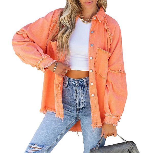 Женская винтажная куртка в стиле oversized из потертого денима с бахромой Prettypetal, Orange
Женская винтажная куртка в стиле oversized из потертого денима с бахромой Prettypetal, Orange