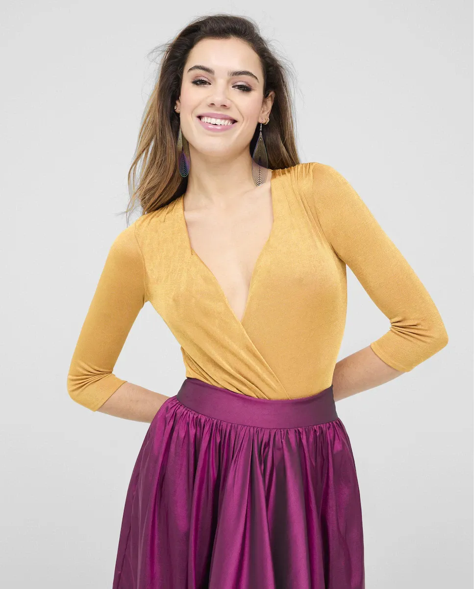 Женское боди с французскими рукавами и застежкой на кнопки Veneno en la piel, желтый
Женское боди с французскими рукавами и застежкой на кнопки Veneno en la piel, желтый