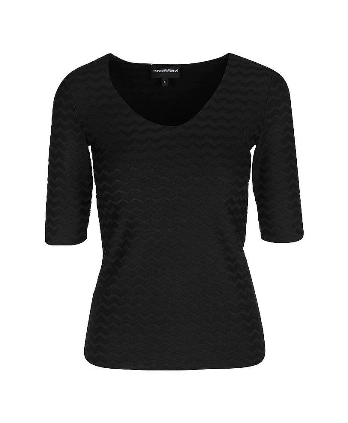 Джемпер с V-образным вырезом из эластичной жаккардовой ткани двойного плетения Emporio Armani, черный
Джемпер с V-образным вырезом из эластичной жаккардовой ткани двойного плетения Emporio Armani, черный