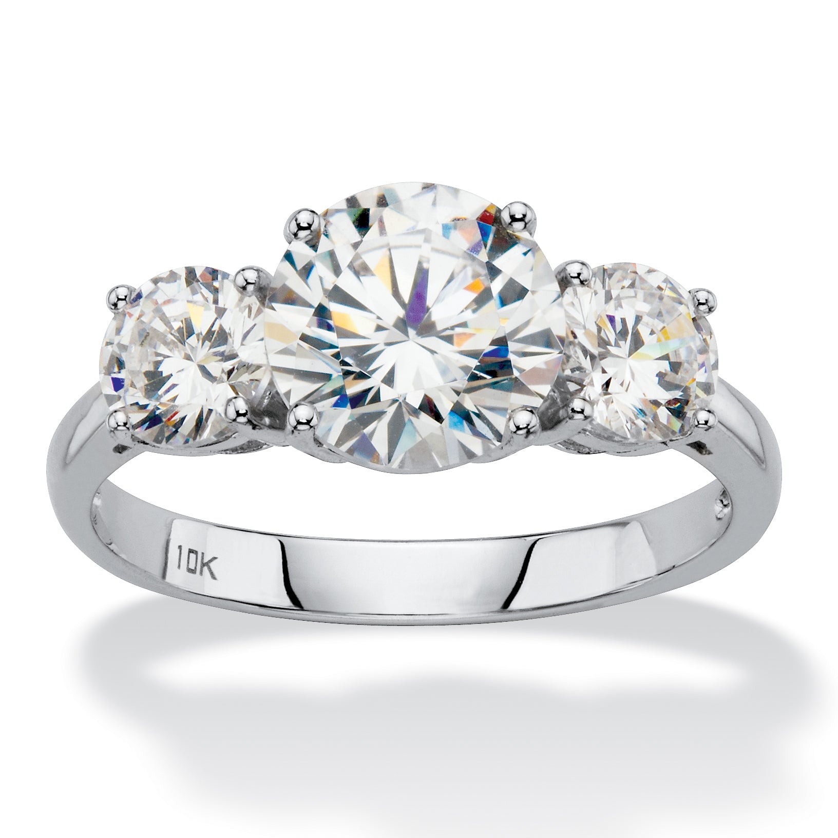 Обручальное кольцо из 10-каратного белого золота с тремя камнями и кубическим цирконием 3 TCW Palm Beach Jewelry, белый
Обручальное кольцо из 10-каратного белого золота с тремя камнями и кубическим цирконием 3 TCW Palm Beach Jewelry, белый