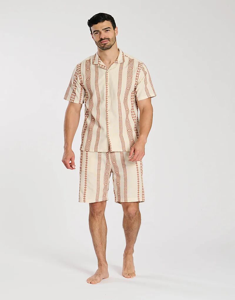 Мужская жаккардовая рубашка с короткими рукавами South Beach цвета ржавчины 
Мужская жаккардовая рубашка с короткими рукавами South Beach цвета ржавчины