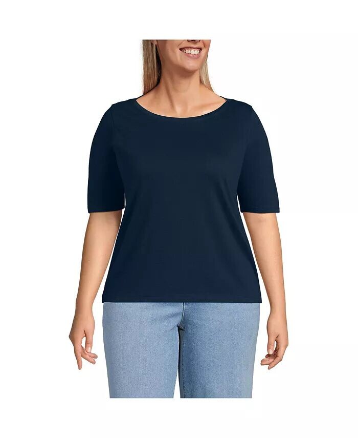 Топ больших размеров Supima с вырезом-лодочкой Lands' End, синий
Топ больших размеров Supima с вырезом-лодочкой Lands' End, синий