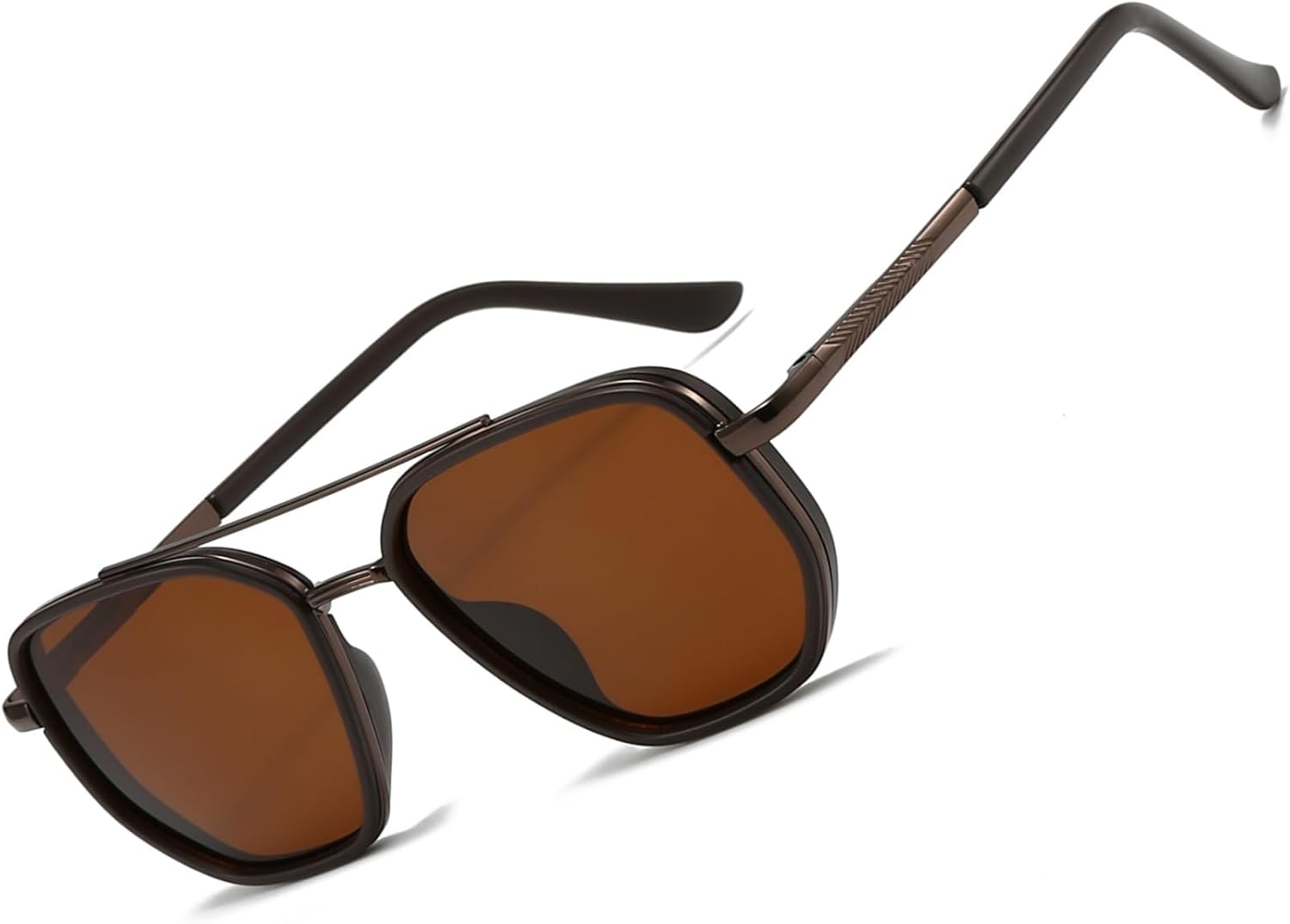 Квадратные ретро-солнцезащитные очки-авиаторы для женщин. Модные женские солнцезащитные очки с поляризацией и защитой от УФ-излучения. Металлическая оправа, предотвращающая спутывание линз BOBUXLIIN, Brown Frame/Brown Lens
Квадратные ретро-солнцезащитные очки-авиаторы для женщин. Модные женские солнцезащитные очки с поляризацией и защитой от УФ-излучения. Металлическая оправа, предотвращающая спутывание линз BOBUXLIIN, Brown Frame/Brown Lens