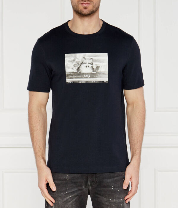 Футболка мужская Boss Orange стандартного кроя с принтом, синий 
Футболка мужская Boss Orange стандартного кроя с принтом, синий