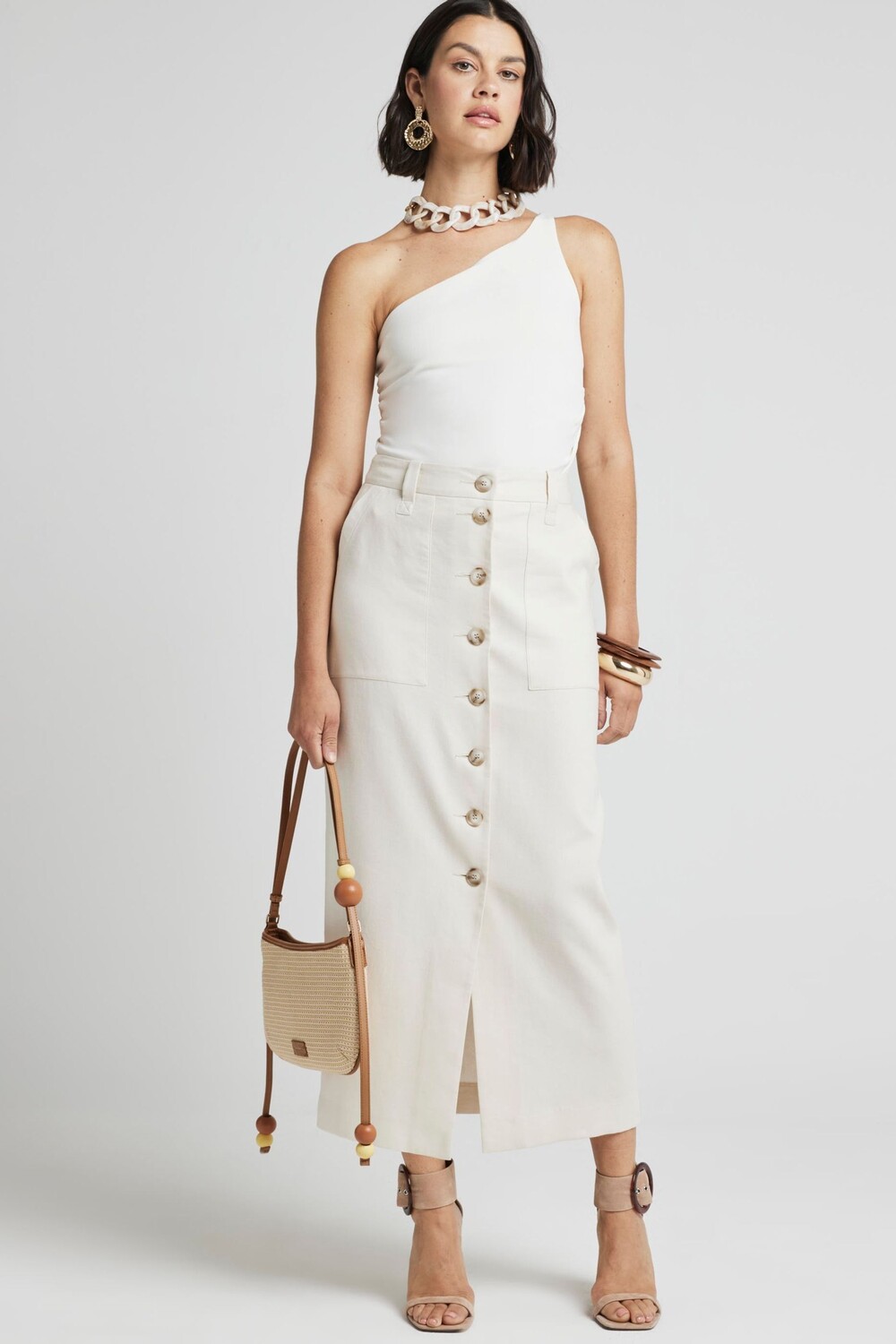 Длинная юбка из льна на пуговицах River Island, бежевый
Длинная юбка из льна на пуговицах River Island, бежевый