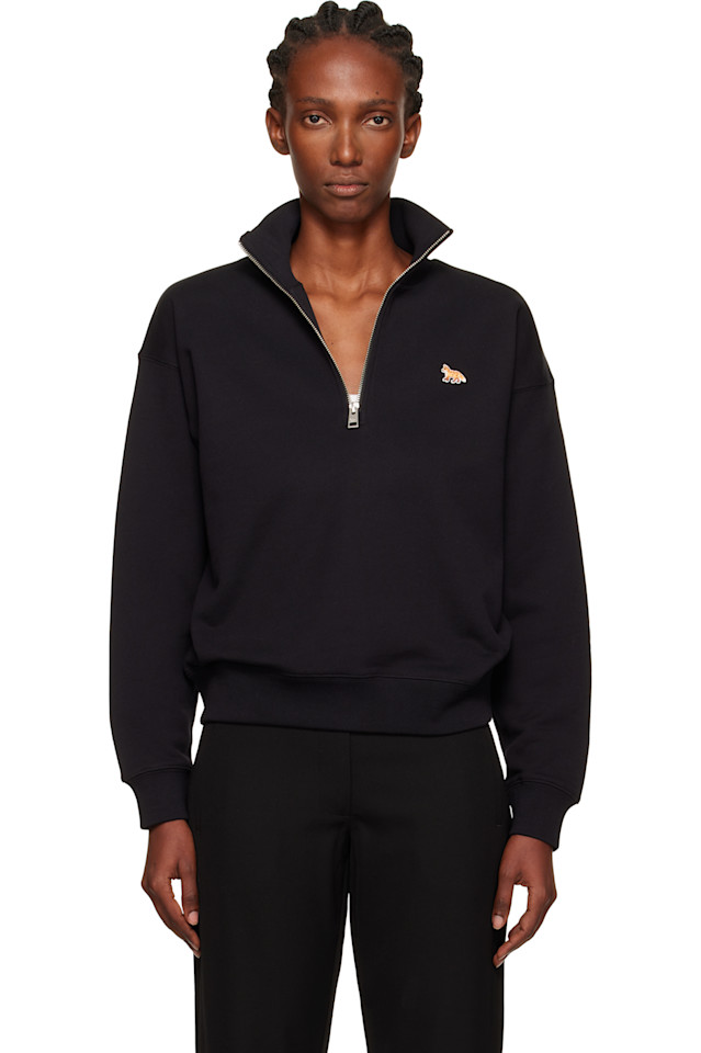 Полузастёгивающийся свитшот с вышивкой лисёнка Maison Kitsuné, черный
Полузастёгивающийся свитшот с вышивкой лисёнка Maison Kitsuné, черный