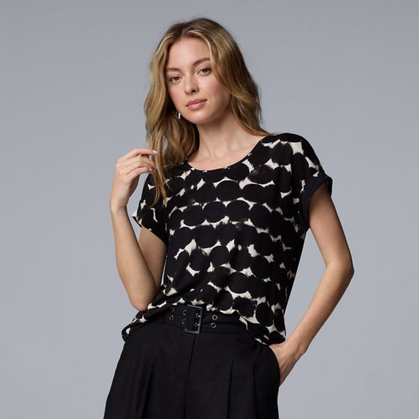 Женская футболка с круглым вырезом и рукавом долман Simply Vera Vera Wang, цвет black dots
Женская футболка с круглым вырезом и рукавом долман Simply Vera Vera Wang, цвет black dots