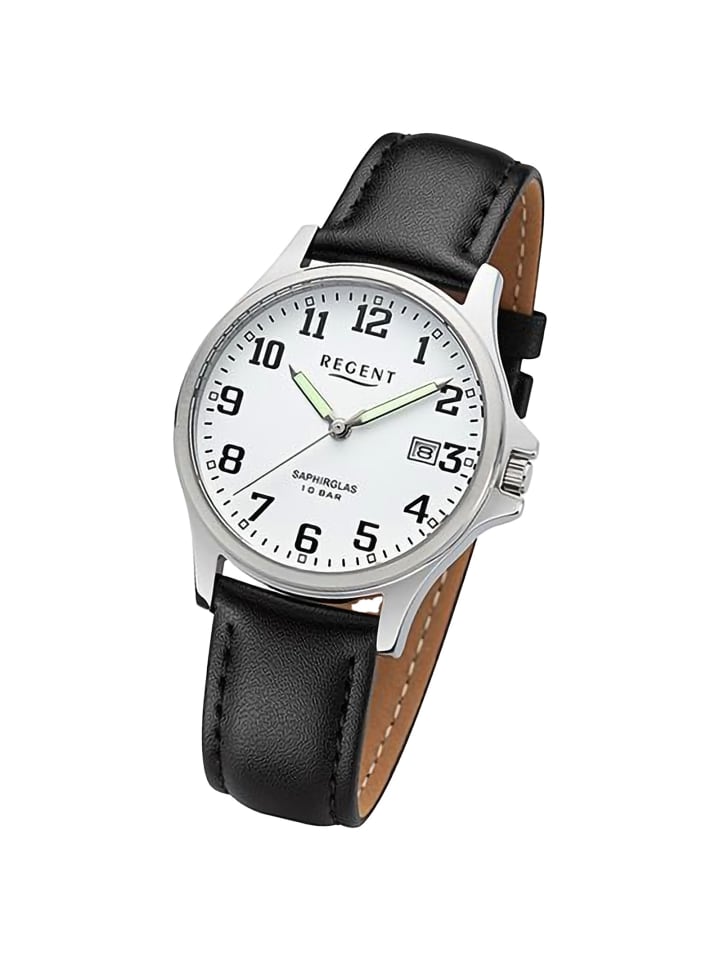 Аналоговые наручные часы Regent с черным кожаным ремешком, средний размер (примерно 36 мм)
Аналоговые наручные часы Regent с черным кожаным ремешком, средний размер (примерно 36 мм)