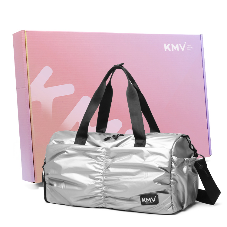 KMV Полиуретановый кросс-боди рюкзак Тренировочная сумка Йога-сумка Спортивная сумка среднего размера Унисекс Радуга Розовое золото Алмаз Серебро, Technology Silver Upgraded Gift Box Set