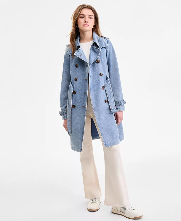 Женский двубортный джинсовый тренчкот Steve Madden, синий
Женский двубортный джинсовый тренчкот Steve Madden, синий