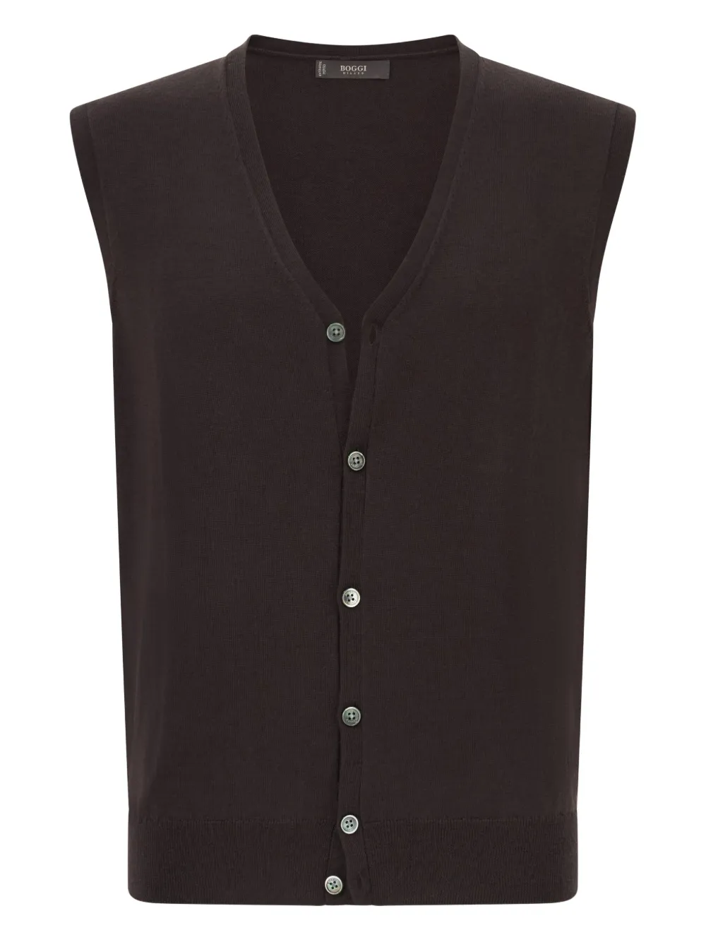 Жилет из шерсти мериноса с перламутровыми пуговицами Boggi Milano, коричневый
Жилет из шерсти мериноса с перламутровыми пуговицами Boggi Milano, коричневый