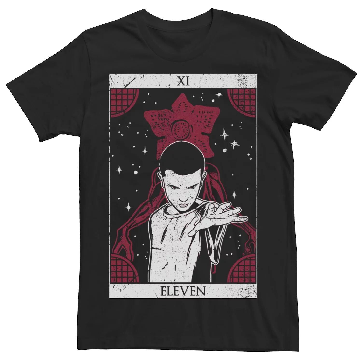 Мужская футболка Netflix Stranger Things Eleven и Demogorgon Tarot Power Power Tee Licensed Character 
Мужская футболка Netflix Stranger Things Eleven и Demogorgon Tarot Power Power Tee Licensed Character