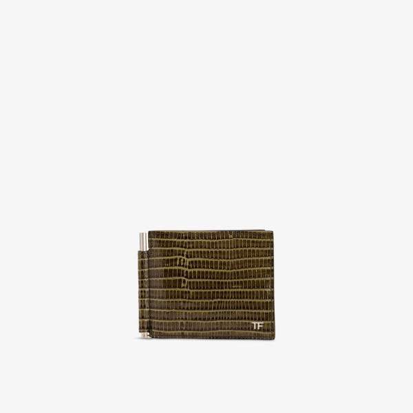 Бумажник кожаный Tom Ford с денежным зажимом, зелено-коричневый 
Бумажник кожаный Tom Ford с денежным зажимом, зелено-коричневый