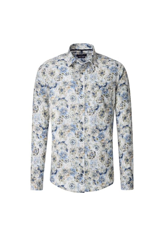 Льняная рубашка с принтом повседневный крой Casamoda, зеленый 
Льняная рубашка с принтом повседневный крой Casamoda, зеленый