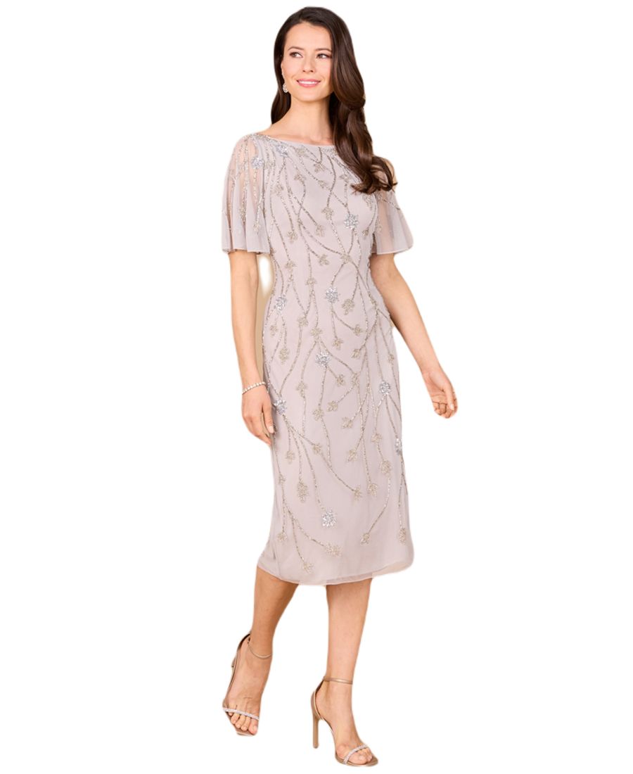 Женское расшитое бисером миди-платье с рукавами-накидкой Lara, Silver
Женское расшитое бисером миди-платье с рукавами-накидкой Lara, Silver