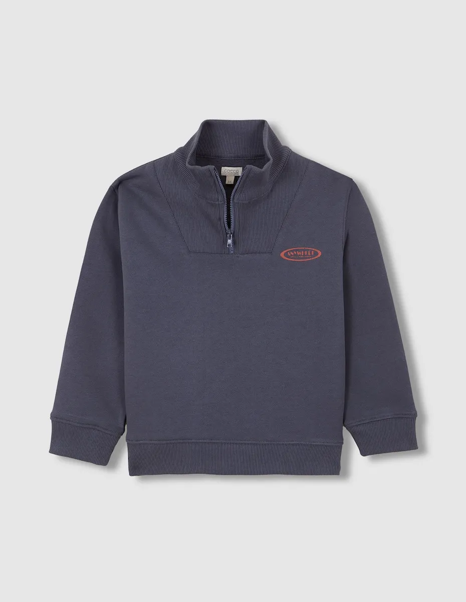 Детская толстовка с полумолнией Gocco, темно-синий 
Детская толстовка с полумолнией Gocco, темно-синий