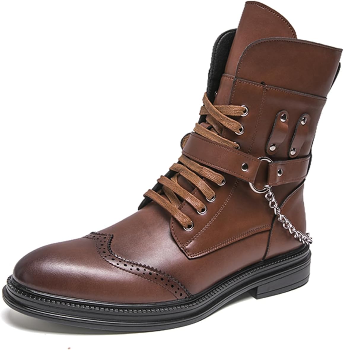 Мужские кожаные ботинки с крыльями и шнуровкой, боевые с плоским каблуком, броги с цепочкой, удобные, с круглым носком, дышащей мягкой стелькой, ретро-стиль, для повседневной работы, прогулок на улице и официального бизнеса Tengfeifly, коричневы...
Мужские кожаные ботинки с крыльями и шнуровкой, боевые с плоским каблуком, броги с цепочкой, удобные, с круглым носком, дышащей мягкой стелькой, ретро-стиль, для повседневной работы, прогулок на улице и официального бизнеса Tengfeifly, коричневы...