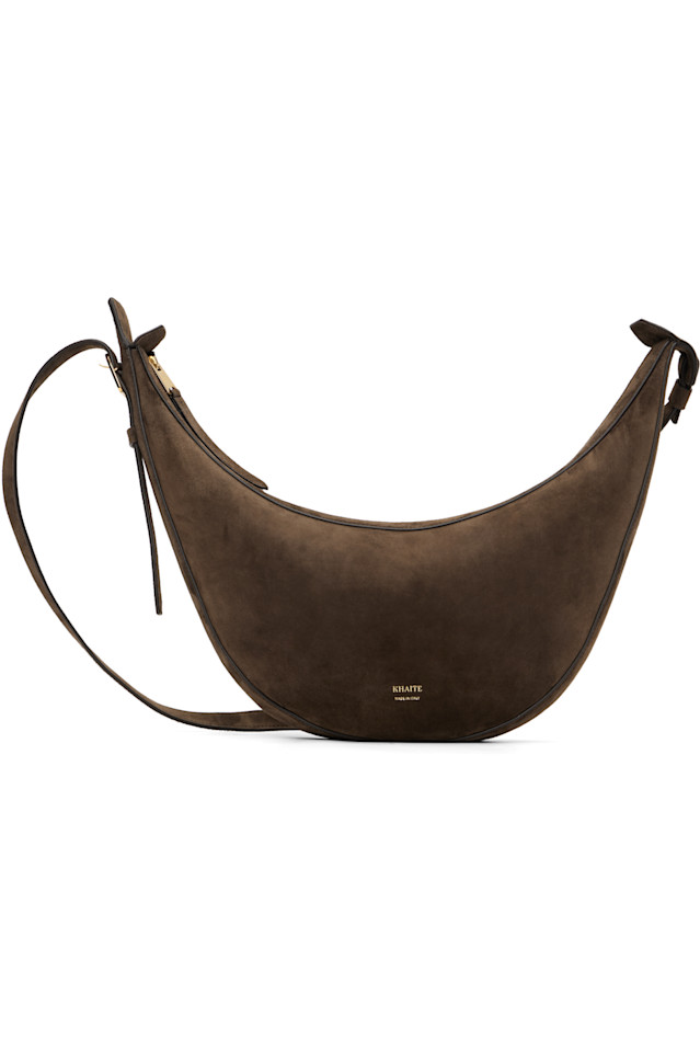 Khaite Маленькая коричневая сумка через плечо «Августина»
Khaite Маленькая коричневая сумка через плечо «Августина»