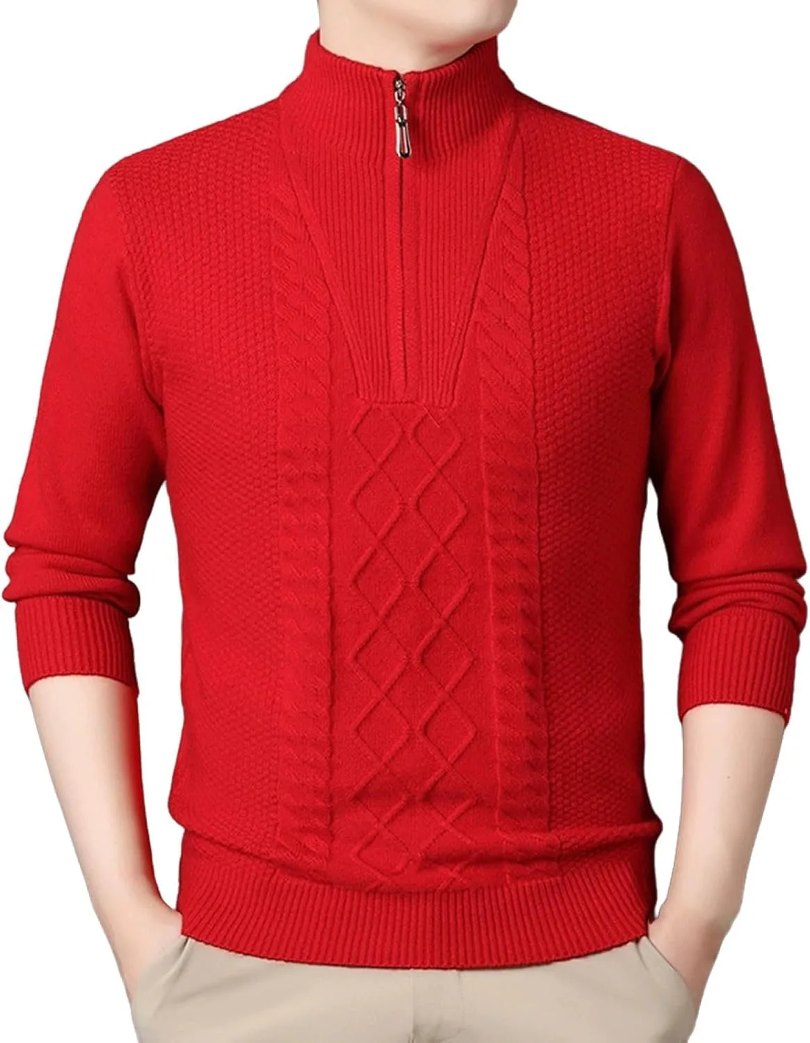 Свитер для мужчин 1/4 Zip Pullover с классическим воротником Mock Neck
Свитер для мужчин 1/4 Zip Pullover с классическим воротником Mock Neck