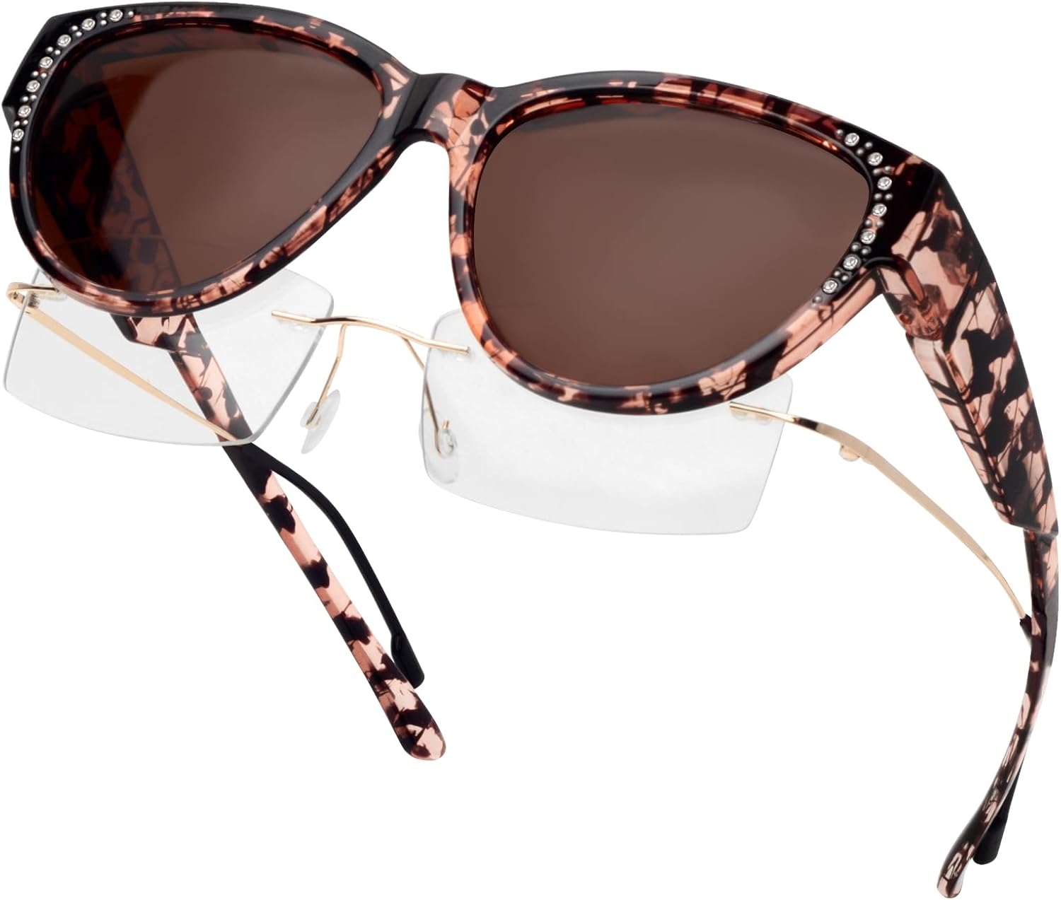 Солнцезащитные очки с поляризованными линзами и стразами, надеваемые поверх обычных очков, легкие, с защитой от УФ-излучения UV400, для женщин Face Shadow, Tortoise Frame / Grey Lens
Солнцезащитные очки с поляризованными линзами и стразами, надеваемые поверх обычных очков, легкие, с защитой от УФ-излучения UV400, для женщин Face Shadow, Tortoise Frame / Grey Lens
