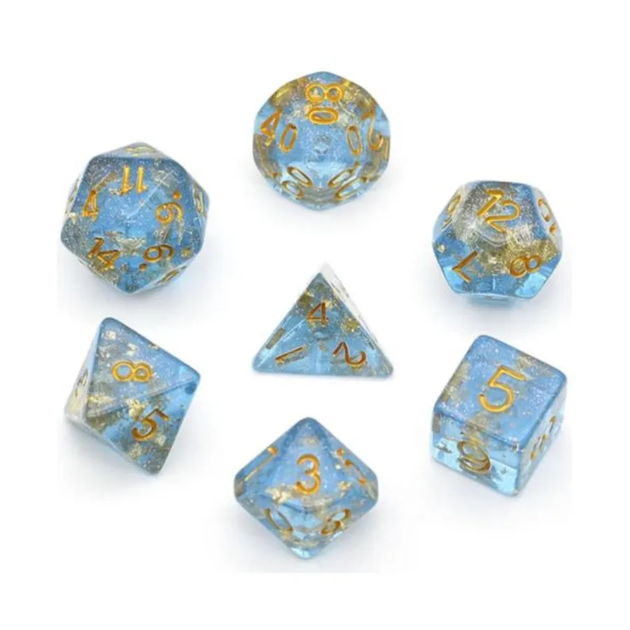 Набор Poly — синий с золотой фольгой и золотом (7), Dice Sets - Resin/Acrylic - Blue, Green, & Purple (Foam Brain Games)
Набор Poly — синий с золотой фольгой и золотом (7), Dice Sets - Resin/Acrylic - Blue, Green, & Purple (Foam Brain Games)