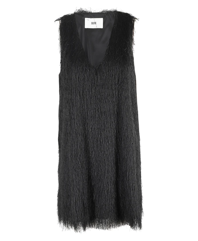 Черное мини-платье с бахромой и рукавами Solotre, черный
Черное мини-платье с бахромой и рукавами Solotre, черный