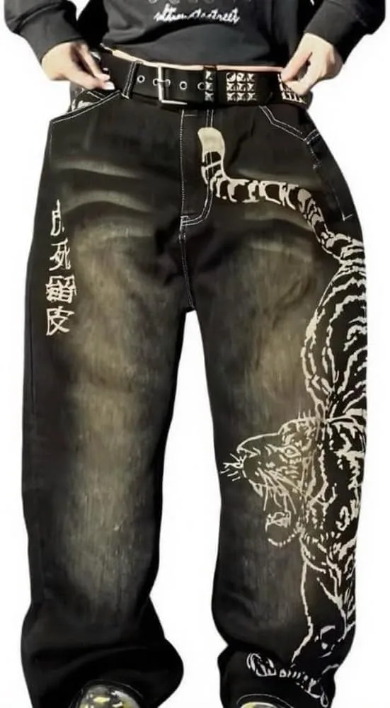 Y2K джинсы baggy с тигровым принтом unisex Xojbzoo
Y2K джинсы baggy с тигровым принтом unisex Xojbzoo