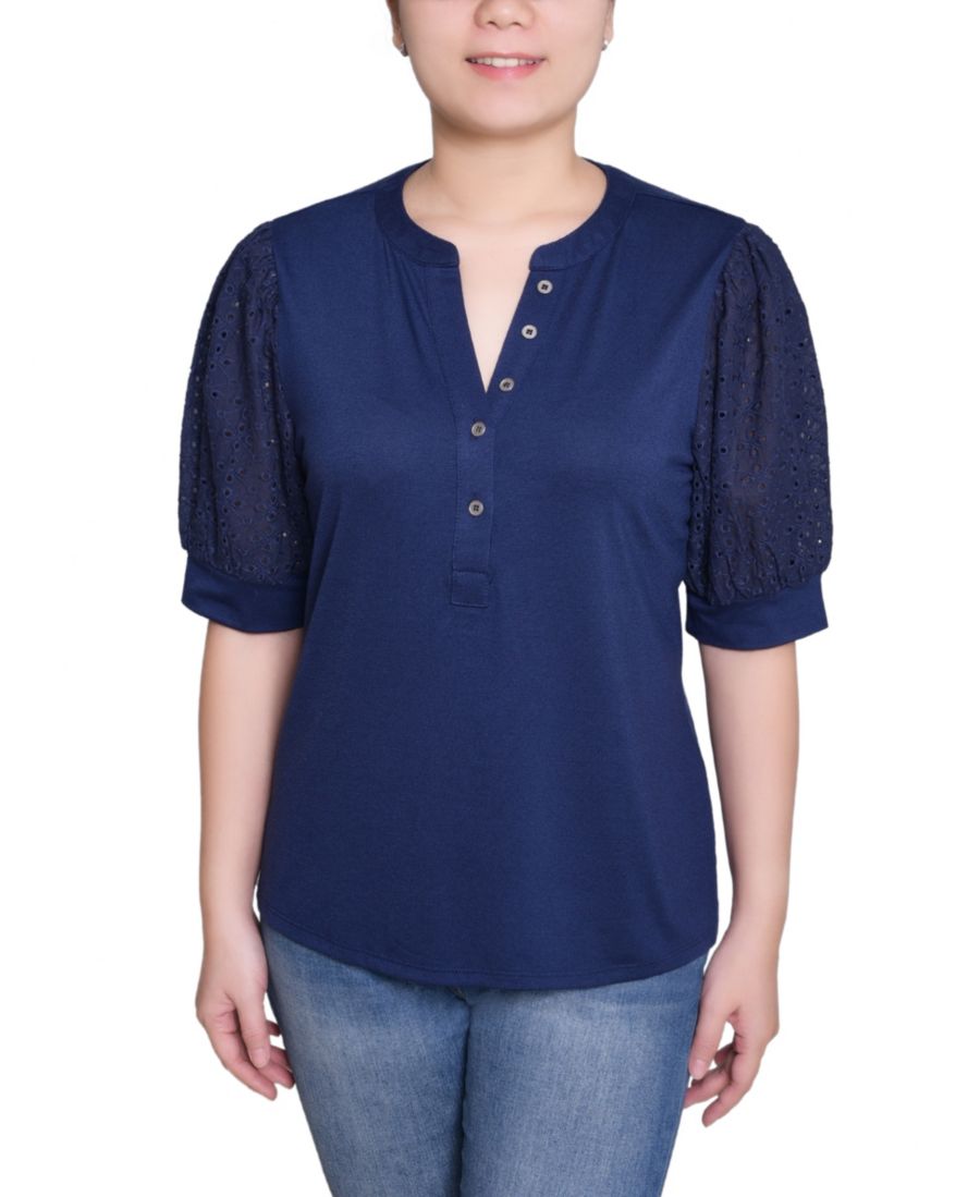 Женская блузка с пышными рукавами до локтя NY Collection, Navy
Женская блузка с пышными рукавами до локтя NY Collection, Navy