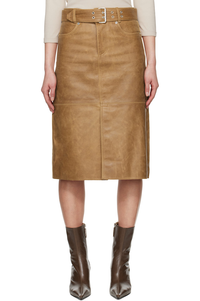 Кожаная рабочая юбка миди Our Legacy, цвет burnt sugar leather 
Кожаная рабочая юбка миди Our Legacy, цвет burnt sugar leather