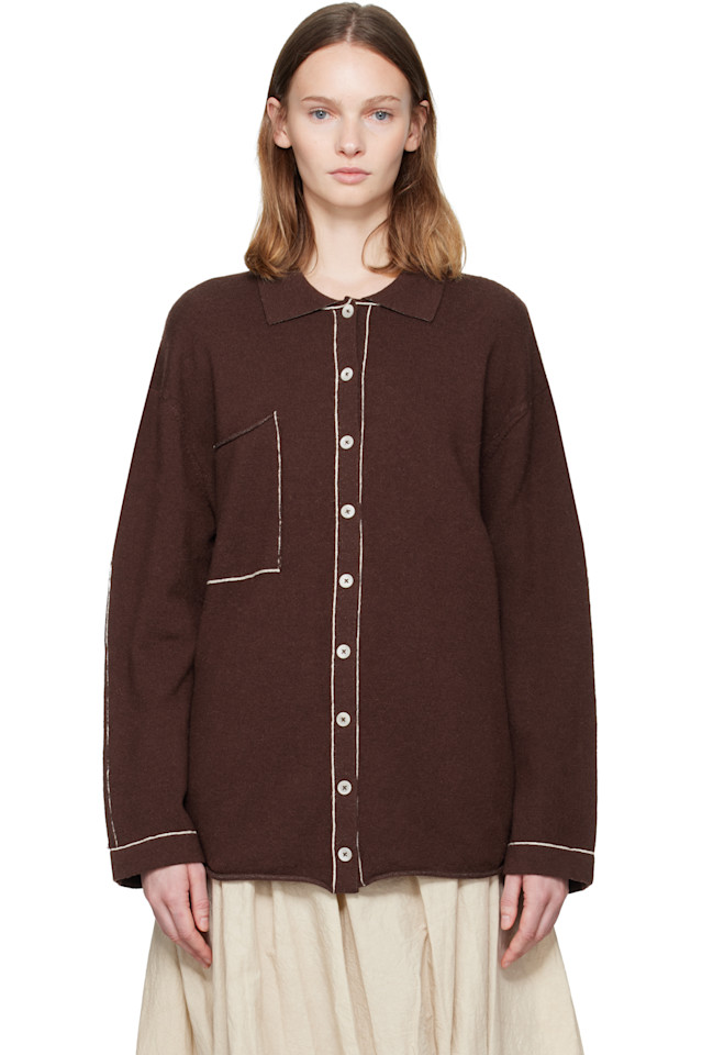 Lauren Manoogian Большая рубашка с бордовой вышивкой
Lauren Manoogian Большая рубашка с бордовой вышивкой