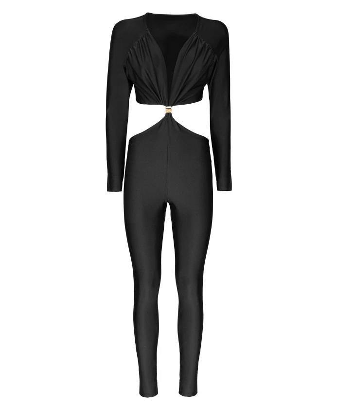 Комбинезон из лайкры с глубоким вырезом Mvp Wardrobe, черный 
Комбинезон из лайкры с глубоким вырезом Mvp Wardrobe, черный