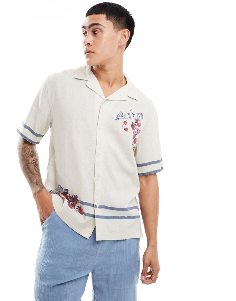 Светло-коричневая льняная рубашка с короткими рукавами и вышивкой Abercrombie & Fitch
Светло-коричневая льняная рубашка с короткими рукавами и вышивкой Abercrombie & Fitch