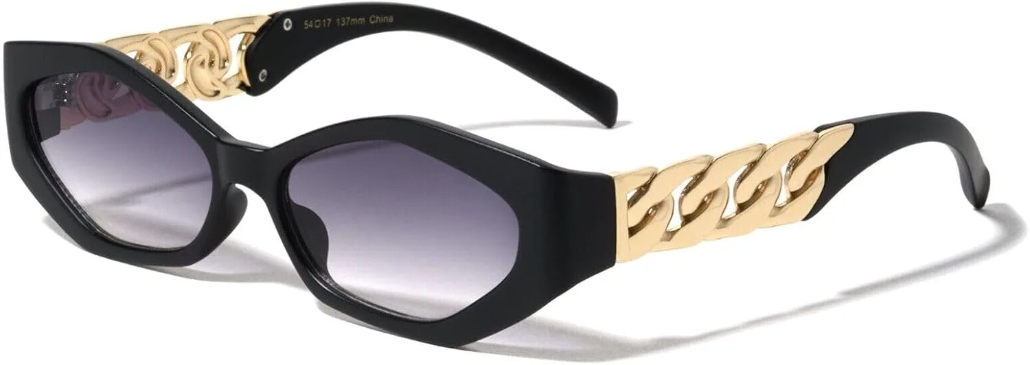 Солнцезащитные очки Dweebzilla Slim Cat Eye с золотой кубинской цепочкой, в стиле ретро, дизайнерские, модные, Matte Black & Gold Frame - Black Gradient Lenses
Солнцезащитные очки Dweebzilla Slim Cat Eye с золотой кубинской цепочкой, в стиле ретро, дизайнерские, модные, Matte Black & Gold Frame - Black Gradient Lenses