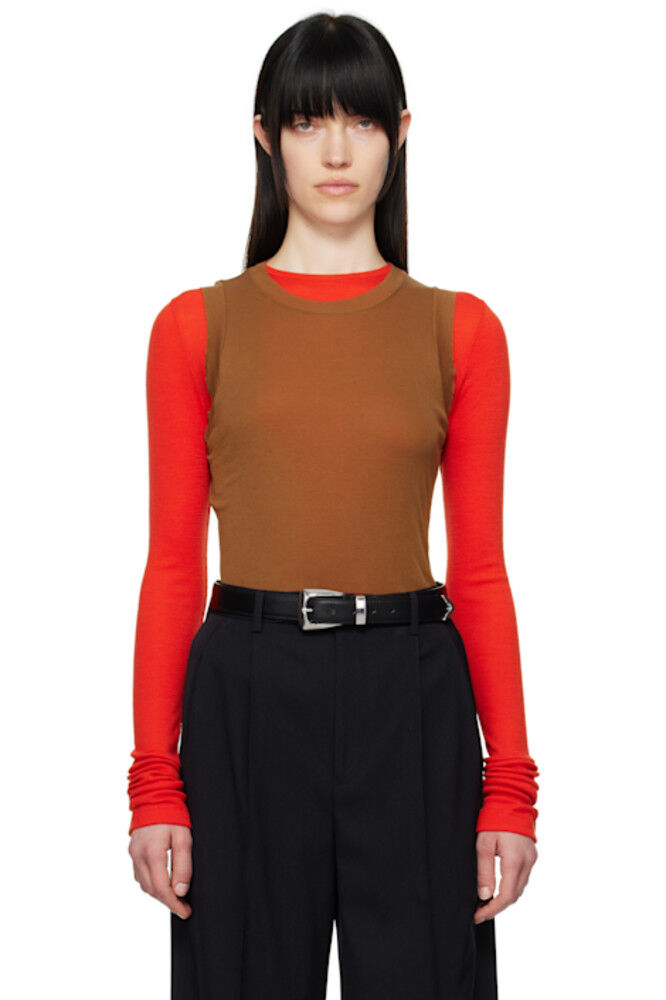 Коричневый топ-топ с супер-тонкой отделкой AURALEE
Коричневый топ-топ с супер-тонкой отделкой AURALEE