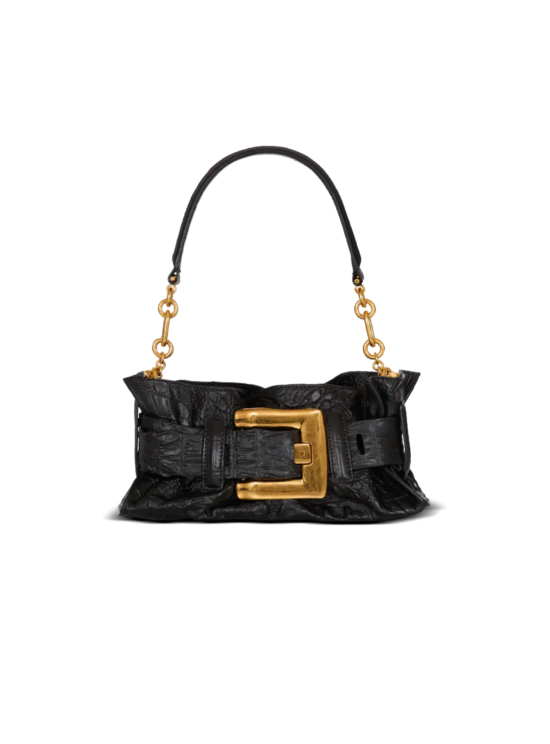 Мини-сумка Anthem из тисненой телячьей кожи под крокодила Balmain, черный
Мини-сумка Anthem из тисненой телячьей кожи под крокодила Balmain, черный
