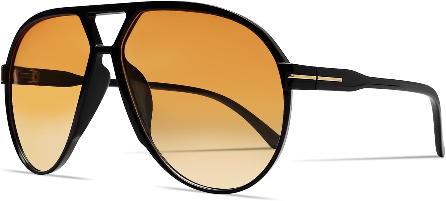 Ретро-солнцезащитные очки-авиаторы для женщин и мужчин, большие, классические, винтажные, в стиле 70-х, модные, не спутываются, квадратные, солнцезащитные очки-авиаторы GUVIVI, Black Frame - Gradient Orange Lens
Ретро-солнцезащитные очки-авиаторы для женщин и мужчин, большие, классические, винтажные, в стиле 70-х, модные, не спутываются, квадратные, солнцезащитные очки-авиаторы GUVIVI, Black Frame - Gradient Orange Lens