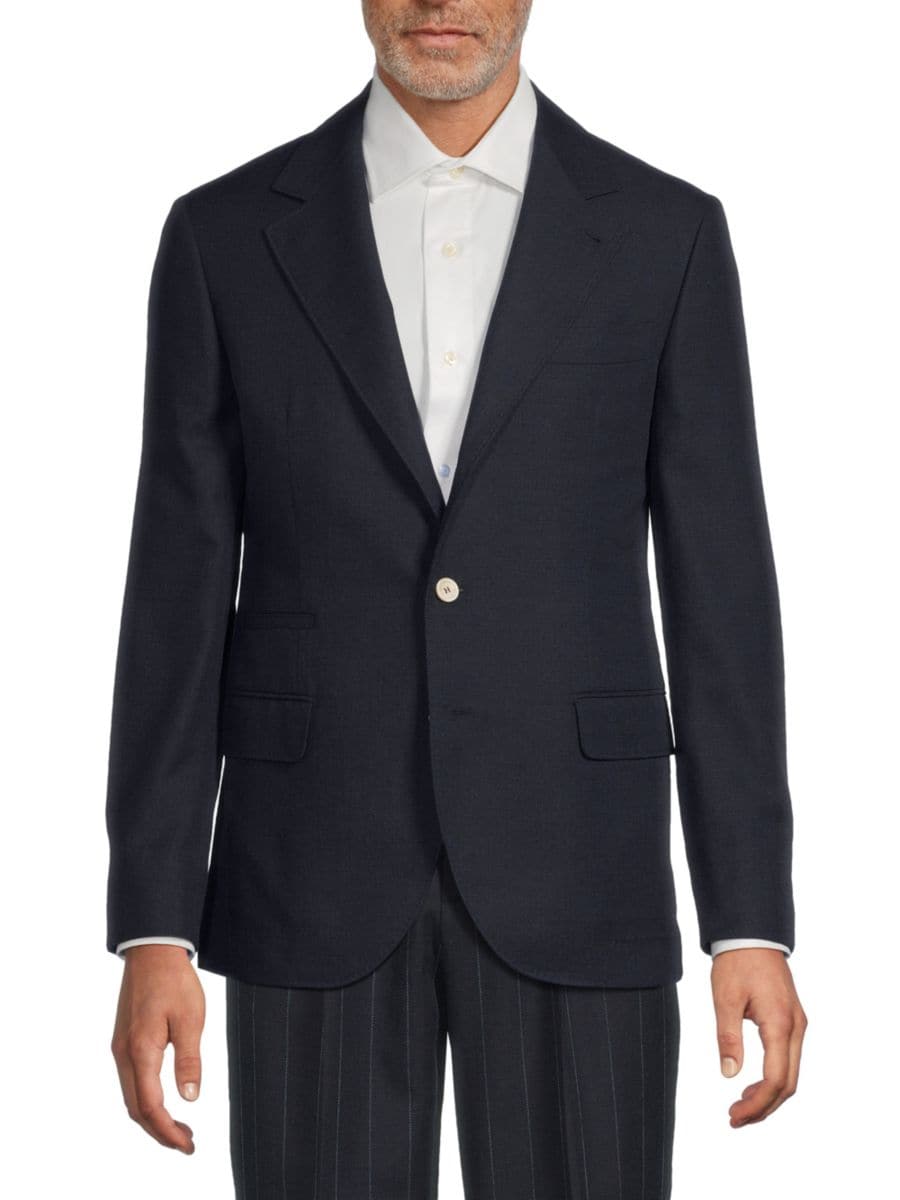 Спортивное пальто современного кроя из текстурированной хлопчатобумажной шерсти Brunello Cucinelli, темно-синий 
Спортивное пальто современного кроя из текстурированной хлопчатобумажной шерсти Brunello Cucinelli, темно-синий