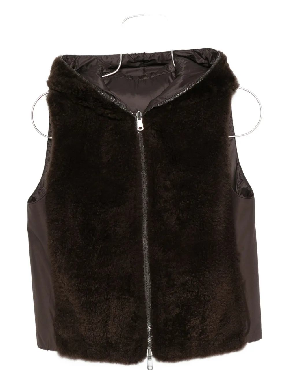 Жилет из искусственного меха с капюшоном Brunello Cucinelli, коричневый
Жилет из искусственного меха с капюшоном Brunello Cucinelli, коричневый