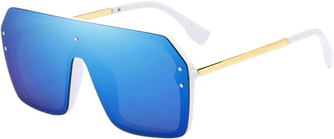 BOJOD Большие солнцезащитные очки для женщин, модные цельные очки без оправы с плоской верхней частью, сиамские большие очки, White Frame Mirrored Blue Lens
BOJOD Большие солнцезащитные очки для женщин, модные цельные очки без оправы с плоской верхней частью, сиамские большие очки, White Frame Mirrored Blue Lens