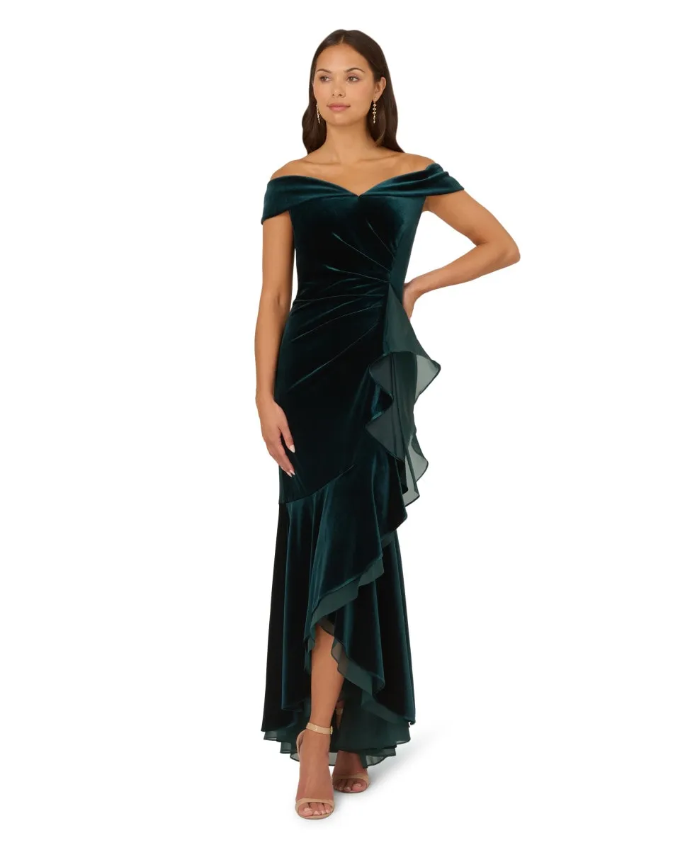 Бархатное платье с оборками и асимметричной юбкой Adrianna Papell, зеленый
Бархатное платье с оборками и асимметричной юбкой Adrianna Papell, зеленый