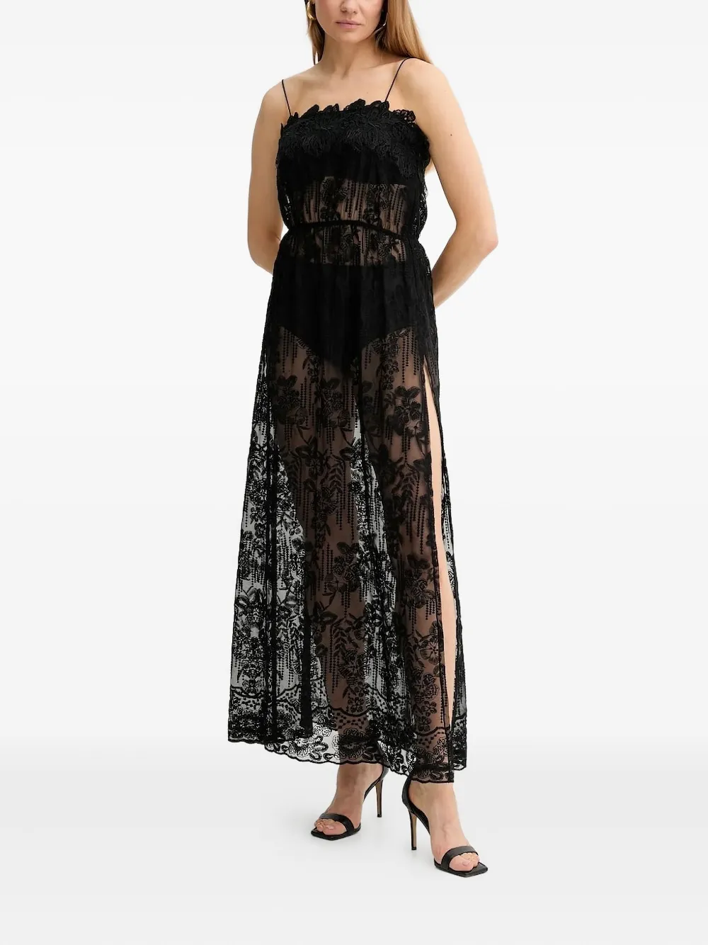 Платье с разрезом по бокам, украшенное кружевом Ermanno Scervino, черный
Платье с разрезом по бокам, украшенное кружевом Ermanno Scervino, черный